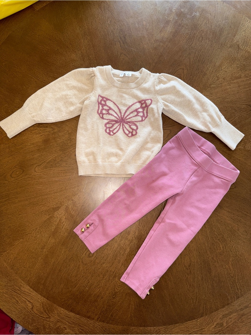 Janie & Jack Butterfly Sweater & Pink Leggings Set